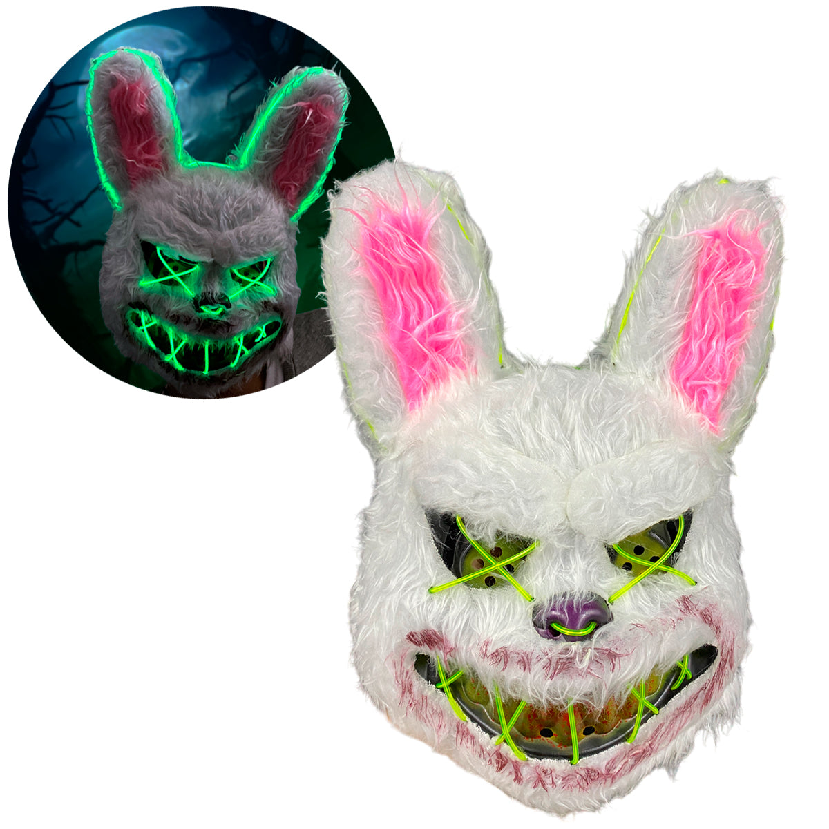 🎃🔥 2x1 en Máscaras LED: ¡Conejo + Oso para la noche más épica! 🐰🐻